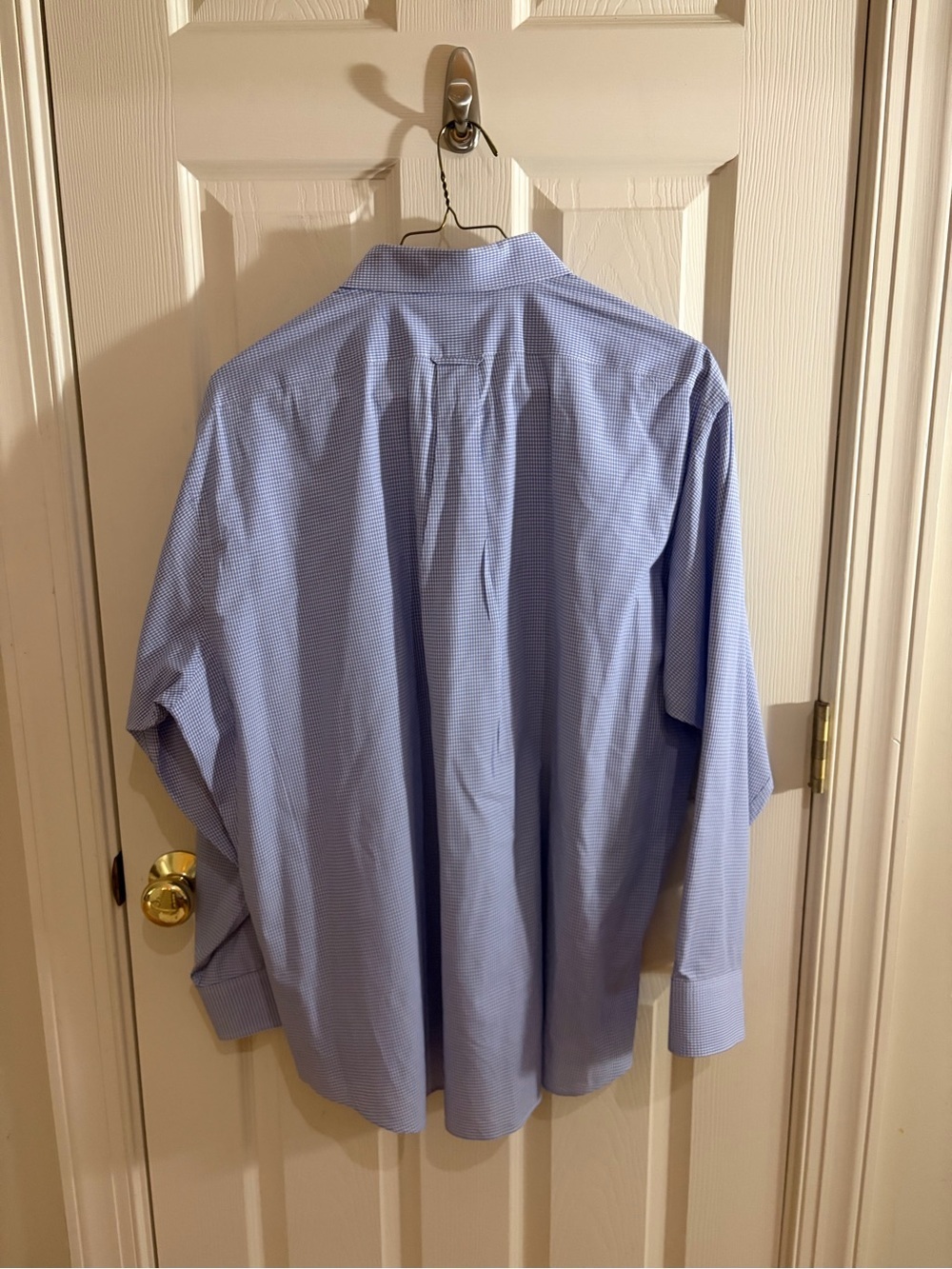 IZOD Blue Check Wrinkle-Free Button Down Dress Shirt Men’s 18 34/35 - Picture 7 of 7